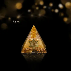 Crystaluck Lucky and Prosperous Natural Citrine Orgone Pyramid 6x6cm for energy balancing, meditation and home decor