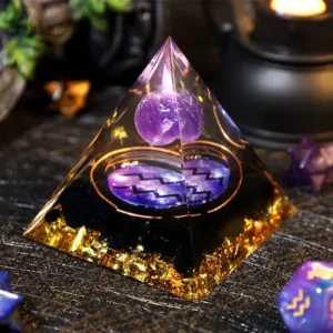 Crystaluck Amethyst Ball Obsidian Gravel Zodiac Aquarius Orgone Pyramid 5x5cm for energy balancing, meditation and home decor