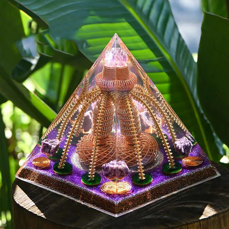 Orgone 2051518b750f Crystaluck Amethyst Copper Wire Energy Generator Orgone Pyramid for energy balancing, meditation and home decor