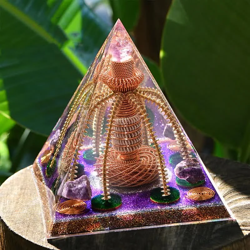 Orgone 2464ddd4ac1a Crystaluck Amethyst Copper Wire Energy Generator Orgone Pyramid for energy balancing, meditation and home decor
