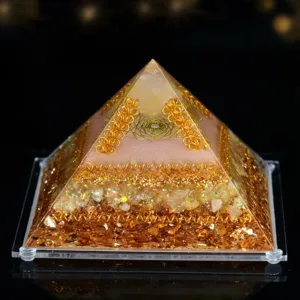 Crystaluck 8*12cm Natural Stone Orgone Pyramid for energy balancing, meditation and home decor