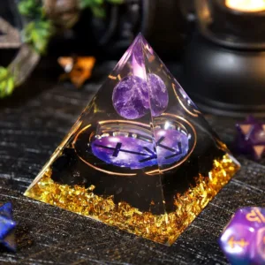 Crystaluck Amethyst Ball Obsidian Gravel Zodiac Sagittarius Orgone Pyramid 5x5cm for energy balancing, meditation and home