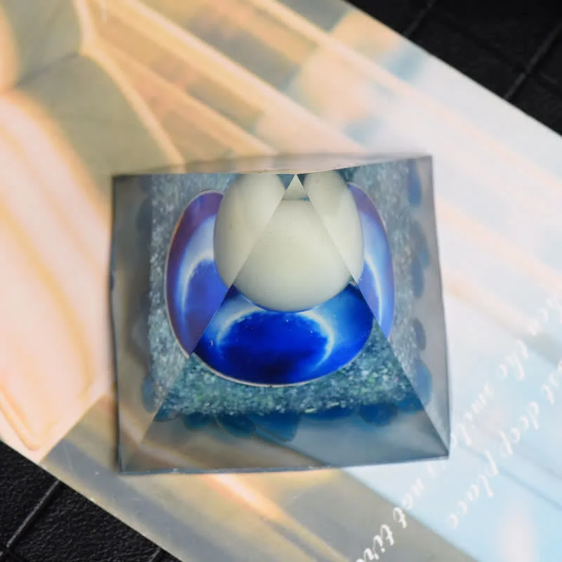 Orgone 3b8de76656c1 Crystaluck Opalite & Blue Glass Orgone Pyramid for energy balancing, meditation and home decor