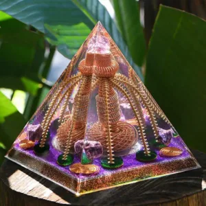 Crystaluck Amethyst Copper Wire Energy Generator Orgone Pyramid for energy balancing, meditation and home decor