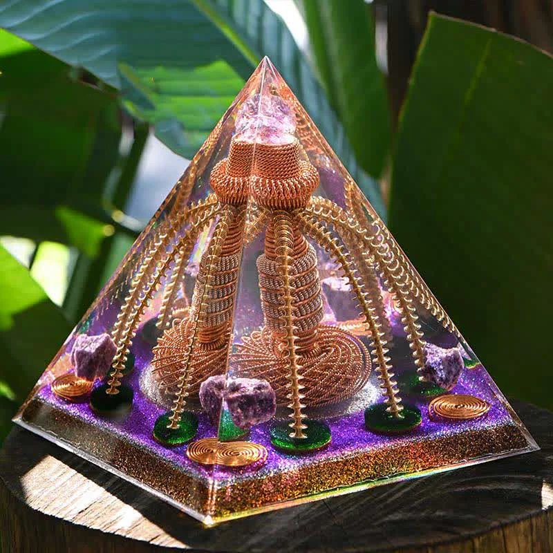 Orgone 3e9e52de8a6e Crystaluck Amethyst Copper Wire Energy Generator Orgone Pyramid for energy balancing, meditation and home decor