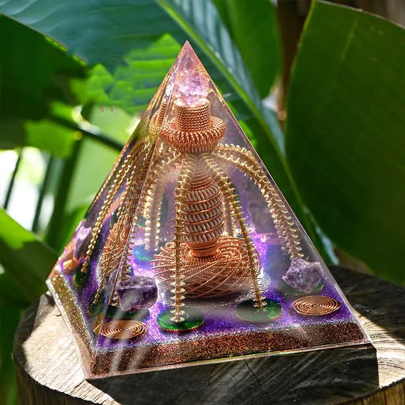 Orgone 481052ec1b85 Crystaluck Amethyst Copper Wire Energy Generator Orgone Pyramid for energy balancing, meditation and home decor