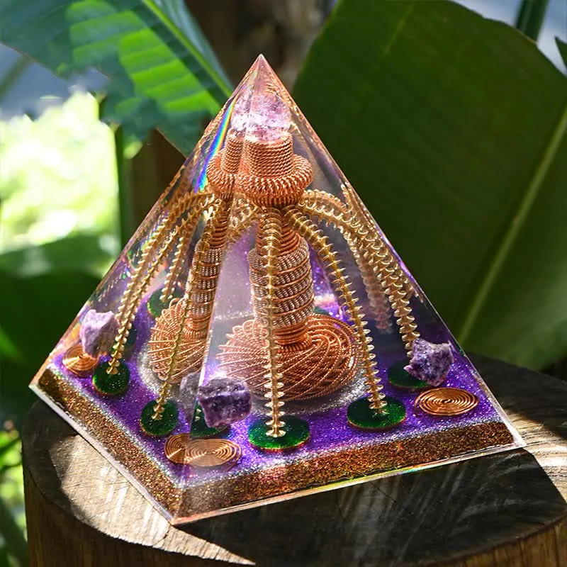 Orgone 548c637a03e0 Crystaluck Amethyst Copper Wire Energy Generator Orgone Pyramid for energy balancing, meditation and home decor