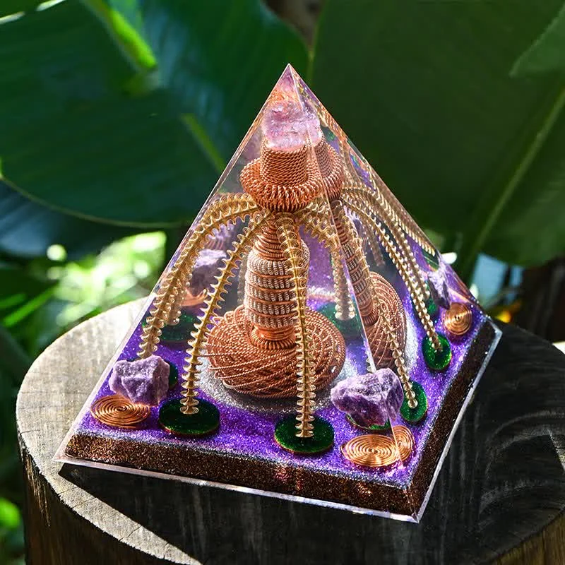 Orgone 563534f11bd7 Crystaluck Amethyst Copper Wire Energy Generator Orgone Pyramid for energy balancing, meditation and home decor