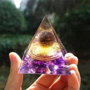 Crystaluck Smoky Quartz Ball with Amethyst Orgone Pyramid for energy balancing, meditation and home decor