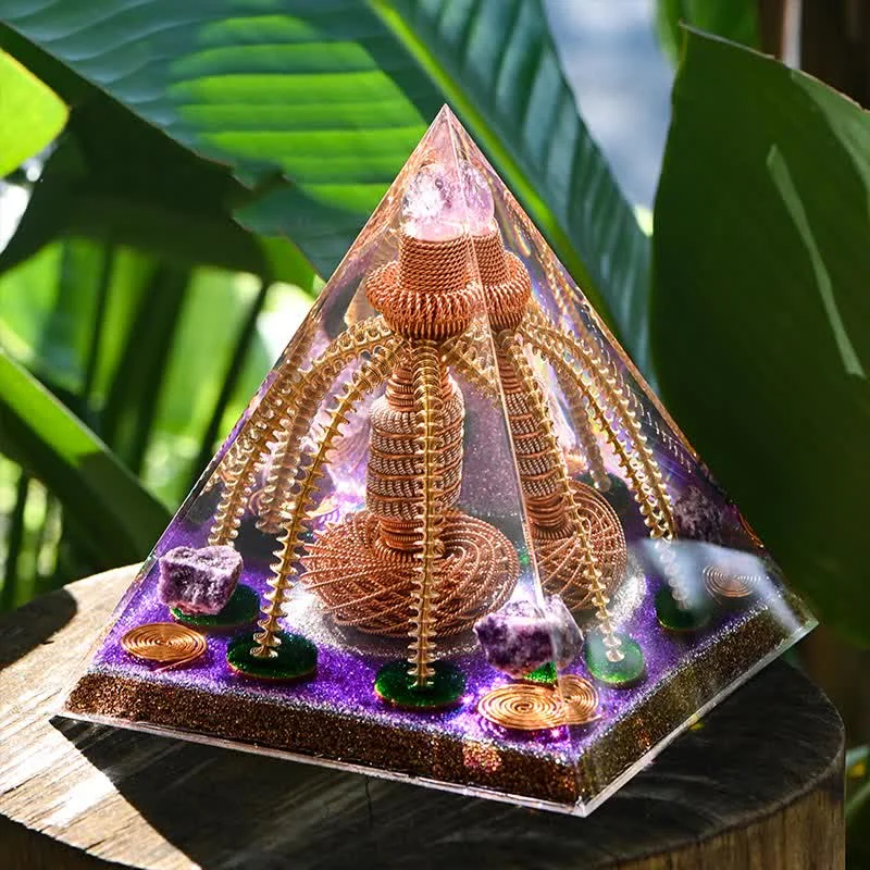 Orgone 655c2209c87f Crystaluck Amethyst Copper Wire Energy Generator Orgone Pyramid for energy balancing, meditation and home decor