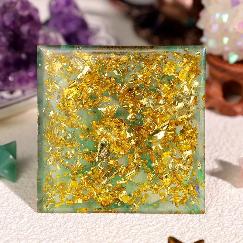 Orgone 65c58df608d1 Crystaluck Blue Green Aventurine Peridot Eye Of Horus Orgone Pyramid 8x8cm for energy balancing, meditation and home decor