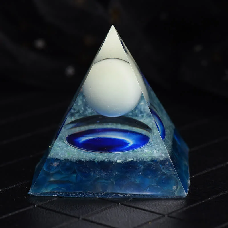 Orgone 67c8e02fc2e8 Crystaluck Opalite & Blue Glass Orgone Pyramid for energy balancing, meditation and home decor