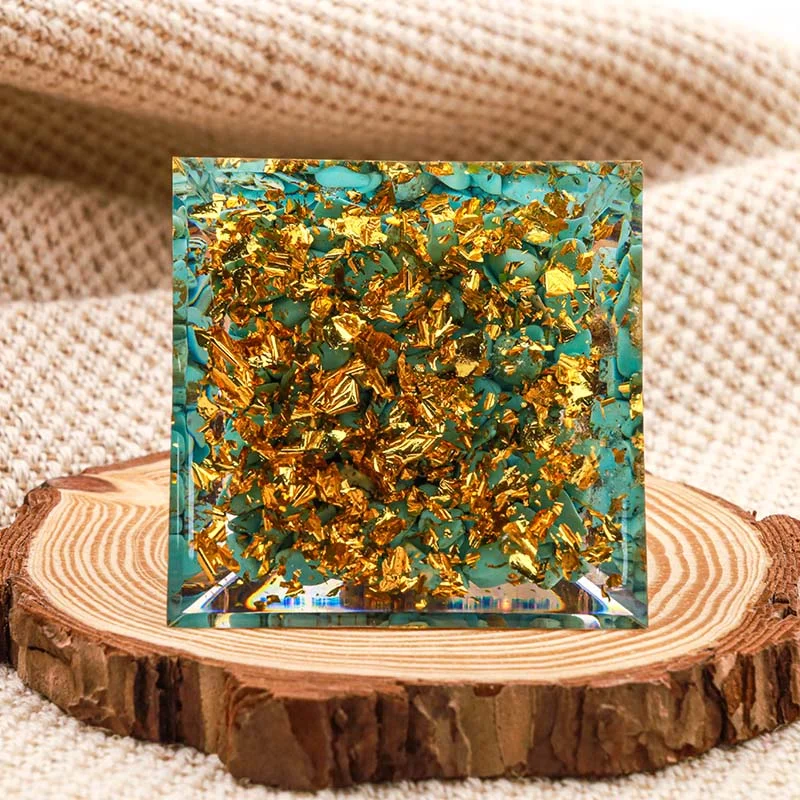 orgone-7137ec769ea2 Crystaluck Turquoise Buddha Protection Orgone Pyramid 8x8cm for energy balancing, meditation and home decor