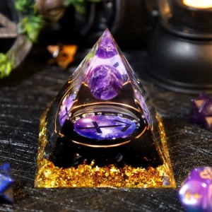 Crystaluck Amethyst Ball Obsidian Gravel Zodiac Sagittarius Orgone Pyramid for energy balancing, meditation and home decor