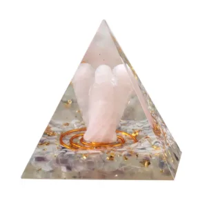 Crystaluck 5cm Natural Crystal Angel Carving Orgone Pyramid for energy balancing, meditation and home decor