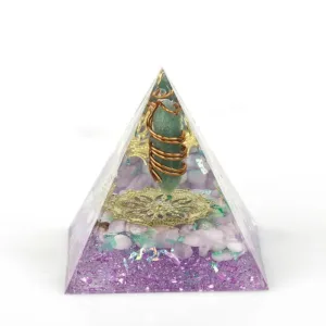 Crystaluck 6cm Natural Crystal Hexagonal Prism Orgone Pyramid for energy balancing, meditation and home decor