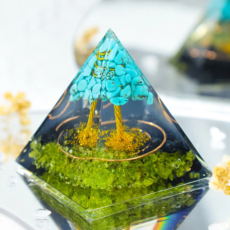 orgone-8b3e883fbf0b Crystaluck Turquoise Tree Of Life Orgone Pyramid 5x5cm for energy balancing, meditation and home decor