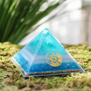 Crystaluck "Atlantis" Aquamarine Orgone Pyramid 12x12cm for energy balancing, meditation and home decor