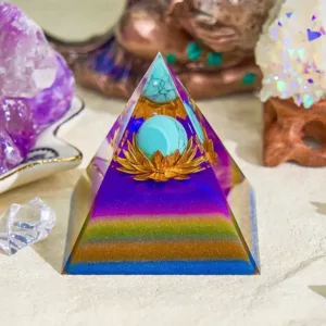 Crystaluck 6cm Blue Turquoise Ball Colorful Orgone Pyramid for energy balancing, meditation and home decor