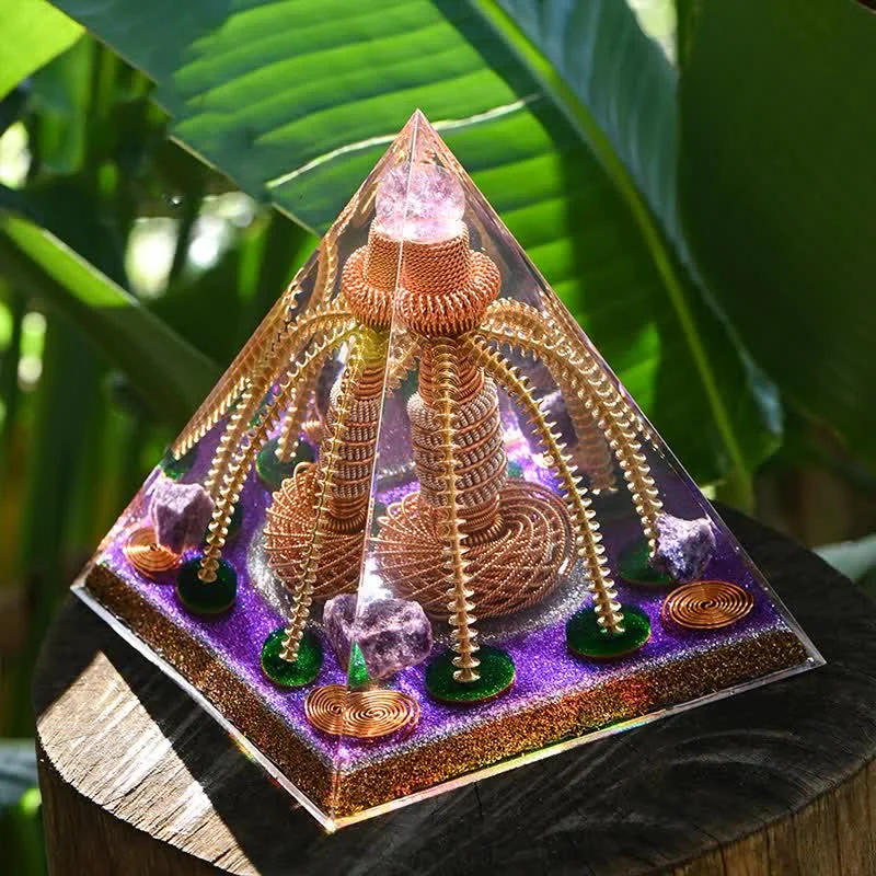 Orgone A609e28b9623 Crystaluck Amethyst Copper Wire Energy Generator Orgone Pyramid for energy balancing, meditation and home decor