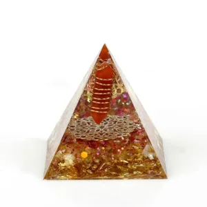 Crystaluck 6cm Natural Crystal Hexagonal Prism Orgone Pyramid for energy balancing, meditation and home decor