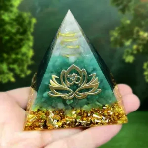 Crystaluck Green Aventurine Lotussy Orgone Pyramid for energy balancing, meditation and home decor