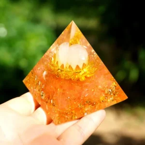 Crystaluck Rose Quartz Sphere Sun Stone Lotus Orgone Pyramid 5x5cm for energy balancing, meditation and home decor
