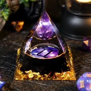 Crystaluck Amethyst Ball Obsidian Gravel Zodiac Gemini Orgone Pyramid for energy balancing, meditation and home decor