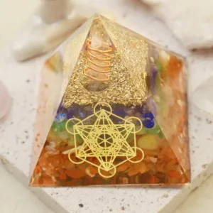 Crystaluck Chakra Metatron's Cube Healing Orgone Pyramid 5x5cm for energy balancing, meditation and home decor