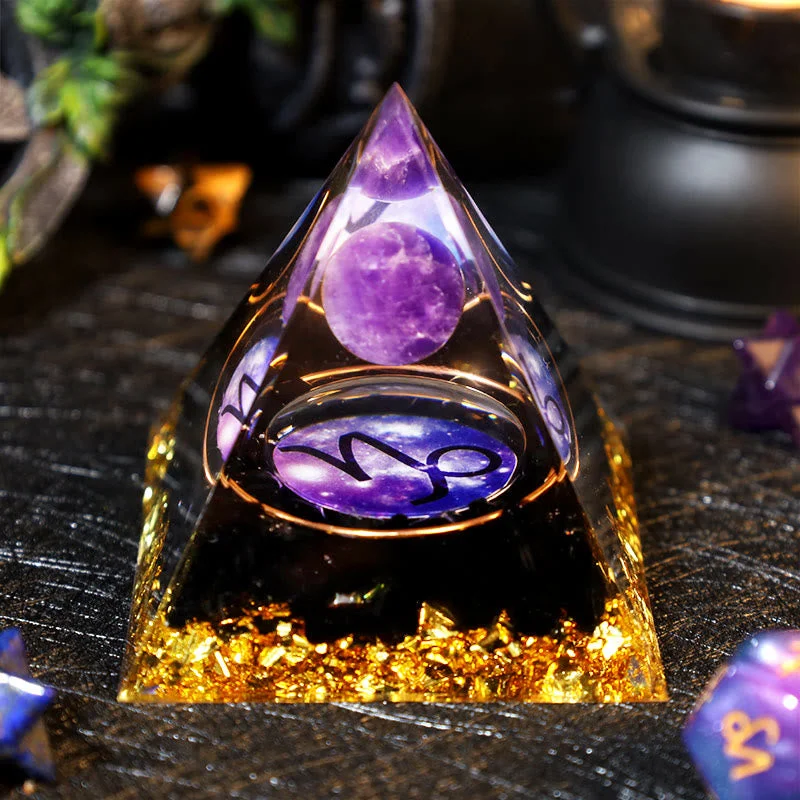 Orgone B97d3efa56d7 Crystaluck Amethyst Ball Obsidian Gravel Zodiac Capricorn Orgone Pyramid for energy balancing, meditation and home decor