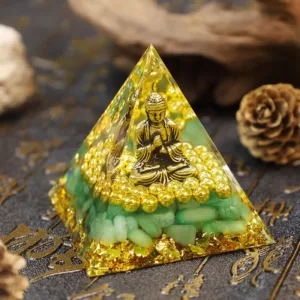Crystaluck Green Aventurine With Buddha Orgone Pyramid for energy balancing, meditation and home decor