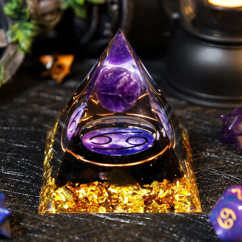 Orgone B9b72a538b5c Crystaluck Amethyst Ball Obsidian Gravel Zodiac Cancer Orgone Pyramid for energy balancing, meditation and home decor