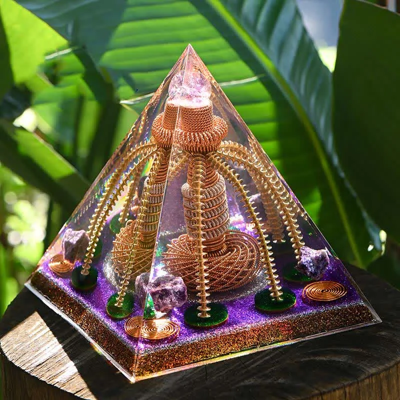 Orgone Cf4dc8e46850 Crystaluck Amethyst Copper Wire Energy Generator Orgone Pyramid for energy balancing, meditation and home decor