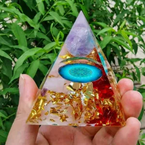 Crystaluck Amethyst Sphere With Pink Crystal Orgone Pyramid for energy balancing, meditation and home decor