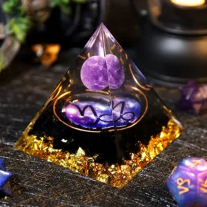 Crystaluck Amethyst Ball Obsidian Gravel Zodiac Capricorn Orgone Pyramid 5x5cm for energy balancing, meditation and home