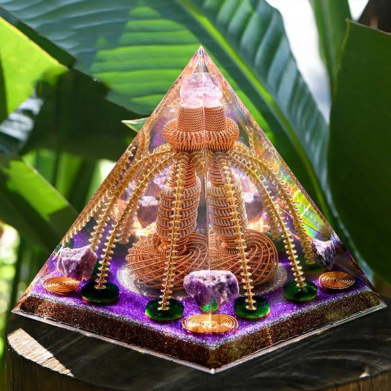 Orgone E7ac2b29da45 Crystaluck Amethyst Copper Wire Energy Generator Orgone Pyramid for energy balancing, meditation and home decor