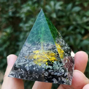 Crystaluck Alabaster Orgone Pyramid 5x5cm for energy balancing, meditation and home decor