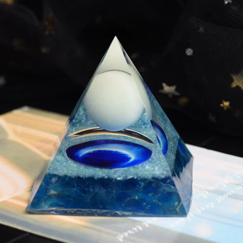 Orgone F2607291c471 Crystaluck Opalite & Blue Glass Orgone Pyramid for energy balancing, meditation and home decor