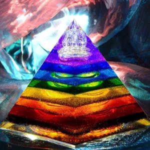 Crystaluck 7 Chakra Energy Tower Orgone Pyramid for energy balancing, meditation and home decor